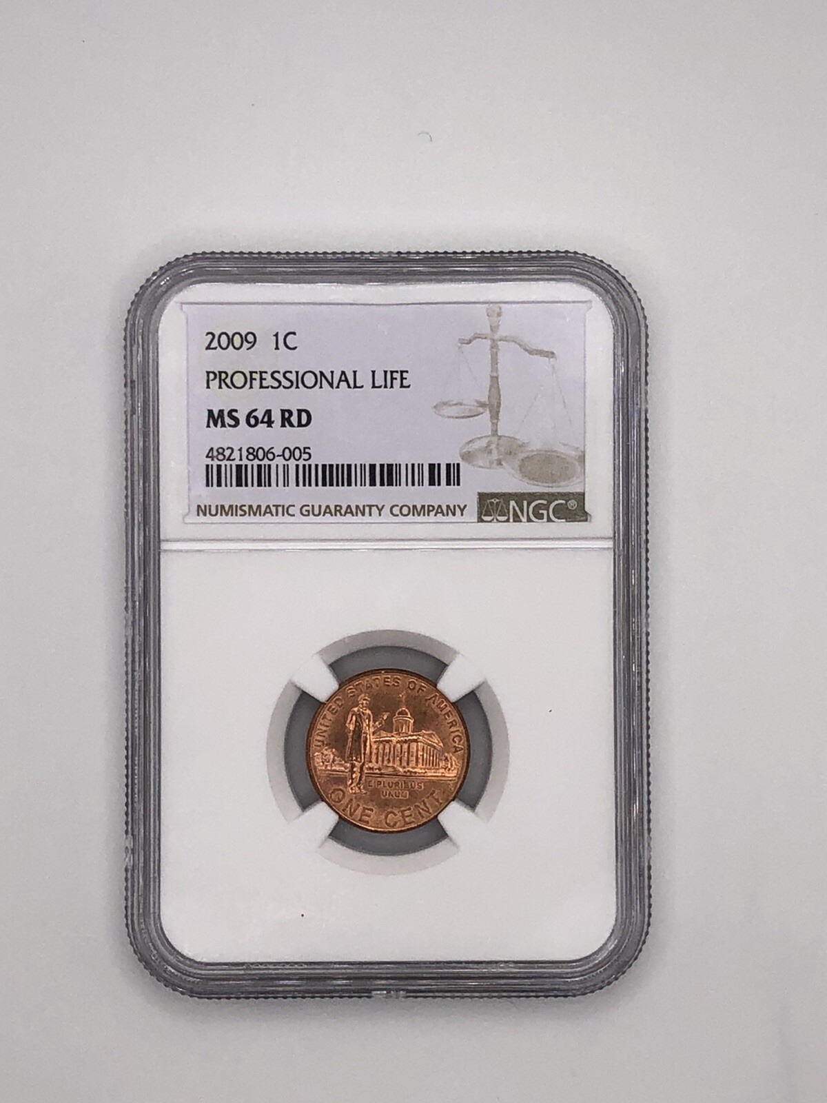 2009 1C Professional Life MS 64 RD Penny Coin Cent Graded NGC #206