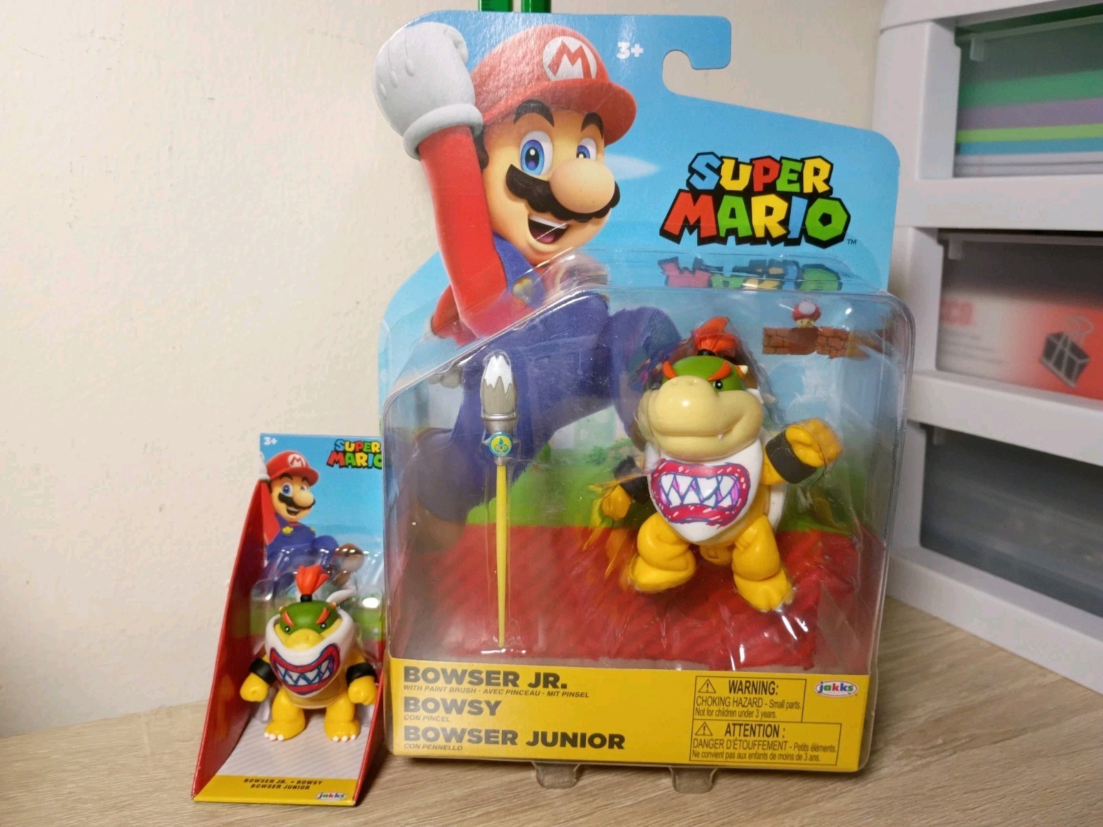 *FREE SHIP* 4" + 2.5" BOWSER JR + PAINTBRUSH Super Mario World of Nintendo Jakks