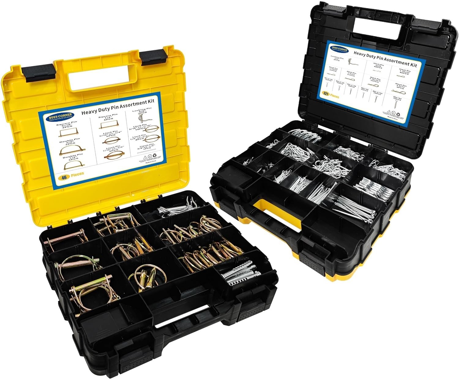367 PCS Heavy Duty Pin Assortment Kit, Hitch Pins R Clip PIns/ Hair Pins/ Lynch