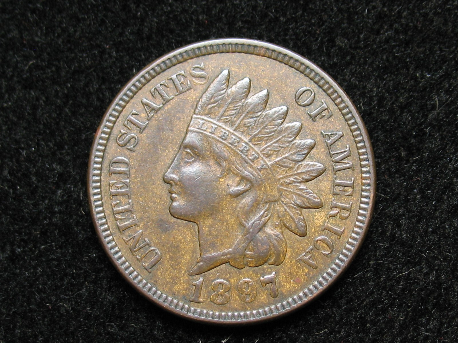 OLD COPPER COIN! AU 1897 INDIAN HEAD CENT PENNY DIAMONDS & FULL LIBERTY LOT 31us