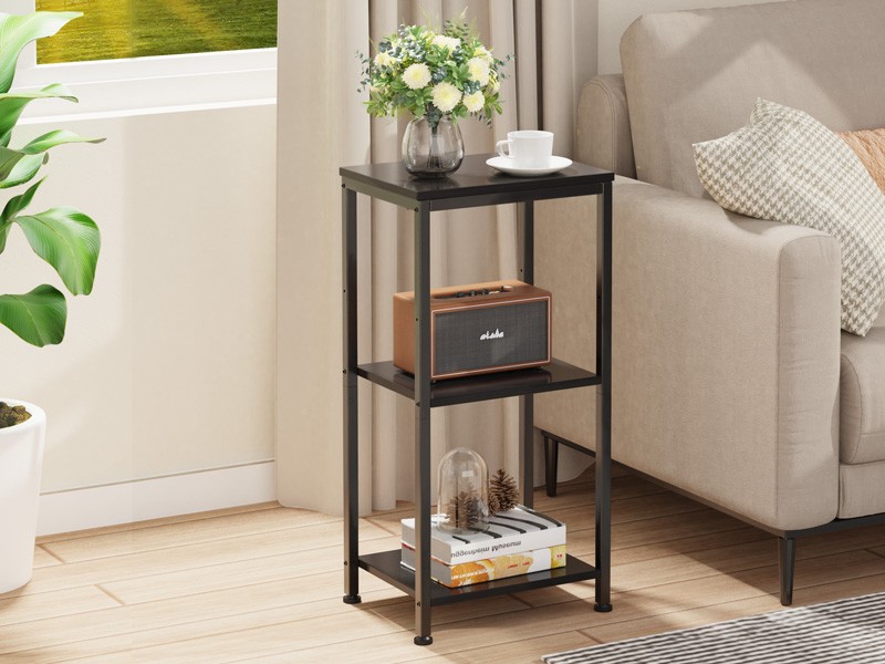 3 Tier End Table, Tall Nightstand for Small Spaces, Tall Side Table with