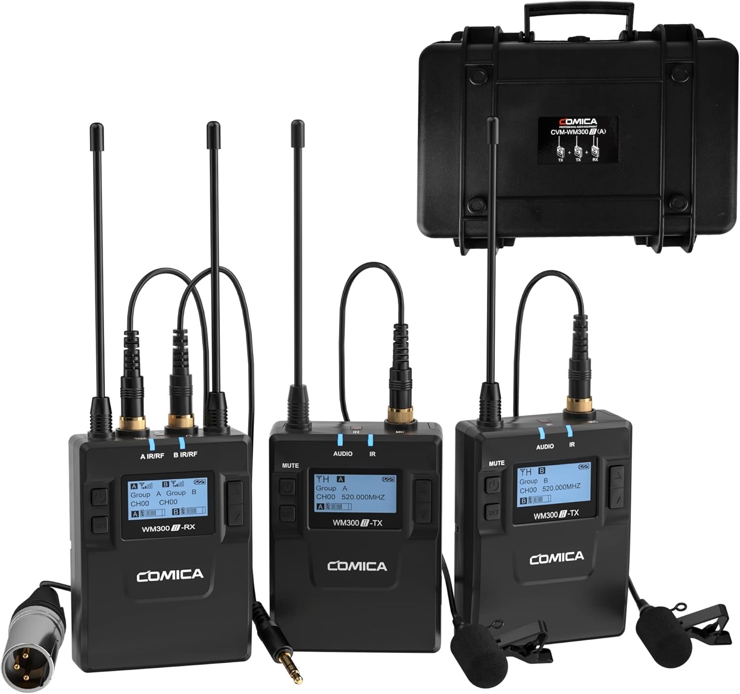 Lavalier Microphone Kit (Li-Ion)  with Two Transmitters - Comica