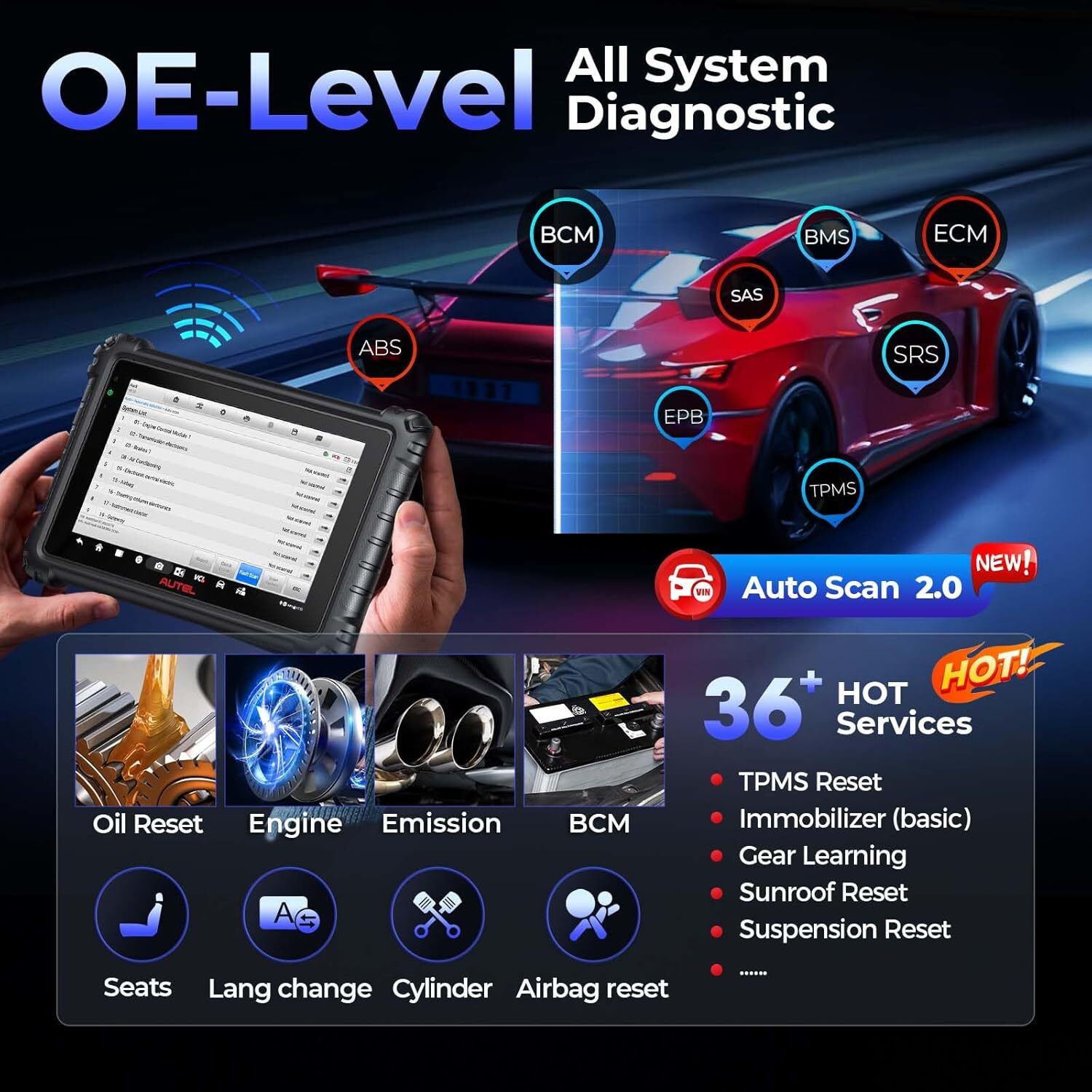 Autel MaxiSYS MS906 Pro ECU Coding Full System Diagnostic Scanner AS MK906 PRO