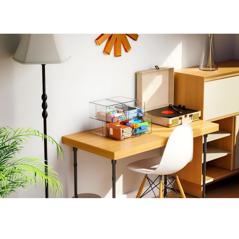 4 Pack Acrylic Stackable Drawer Storage Desktop Organizer Bins for Bathroom
