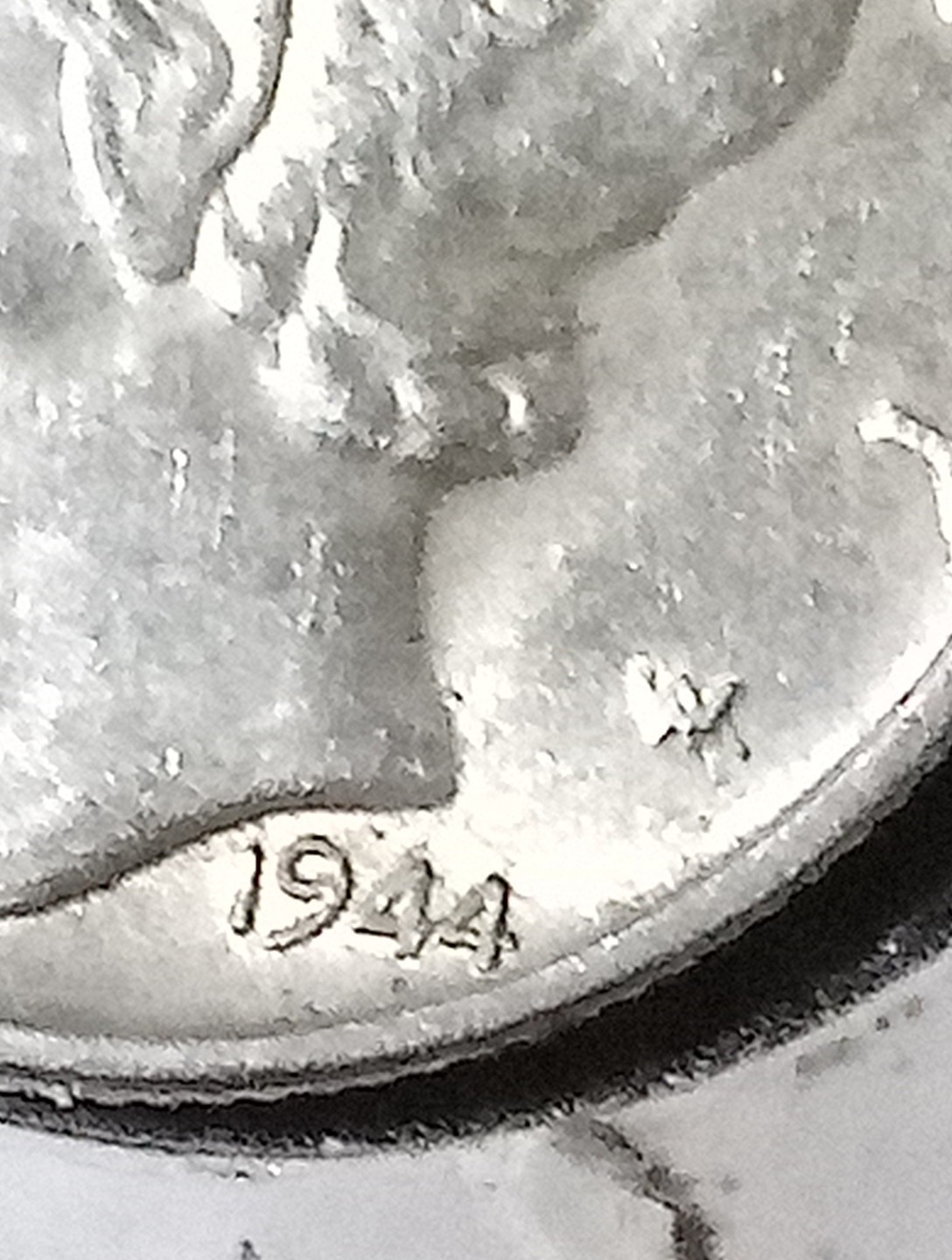 1944 S Mercury Dime Error "In Cod We Trust " Full Bands