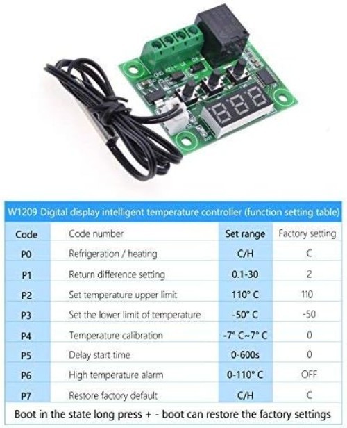 Precision Digital Temperature Control Module W1209 with 10A Relay for Durability