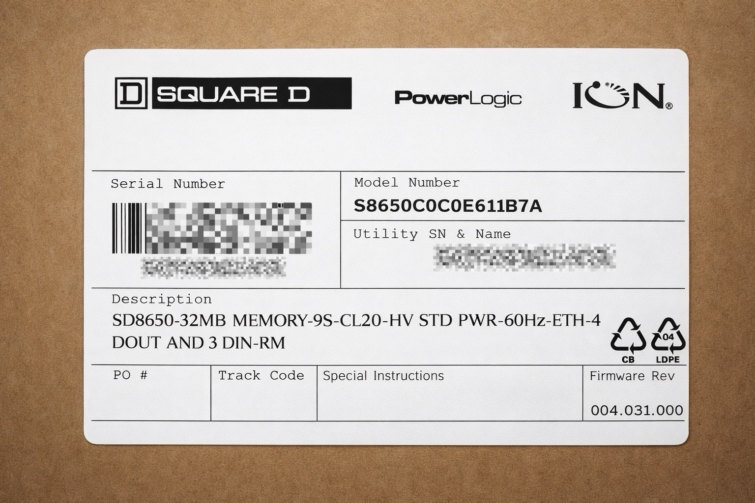 Schneider Electric Square D ION8650 C 32mb Power Meter – New (missing/open box)