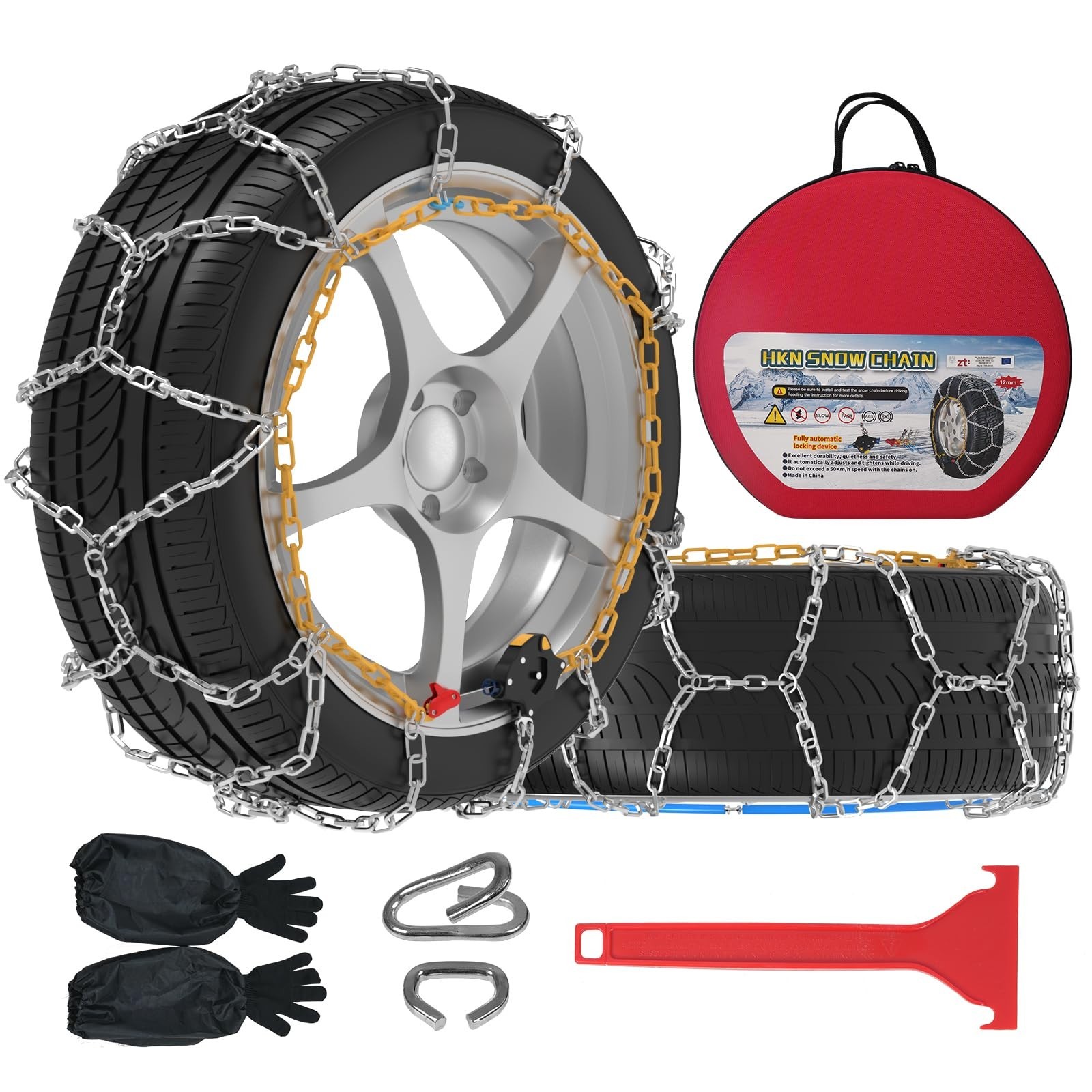 HAPPYMATE HKN 130 Snow Chains Set of 2 for Car Pickup SUV