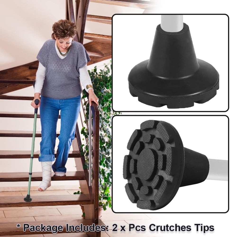 Forearm Eblow Crutches Tips for 3/4 inch Cane Non-Slip Rubber 2 Pcs