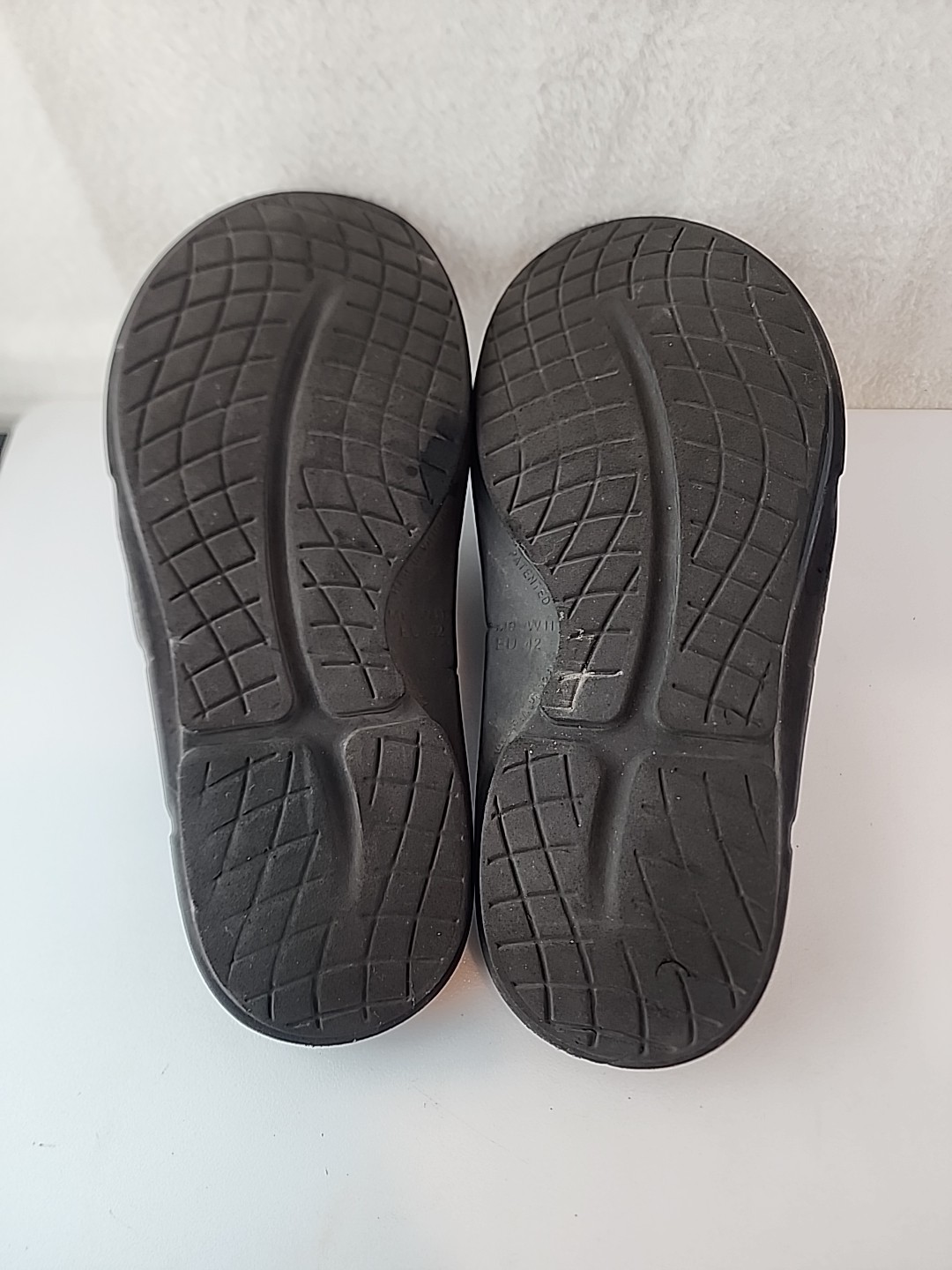 OOFOS Ooahh Sport Flex Mens Size 8 Sandal Adjustable Strap Slides Black/Blue