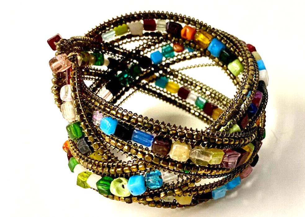Beaded Bracelets Bronze Seed Bead  Boho Hippie Natural Exotic India NEW