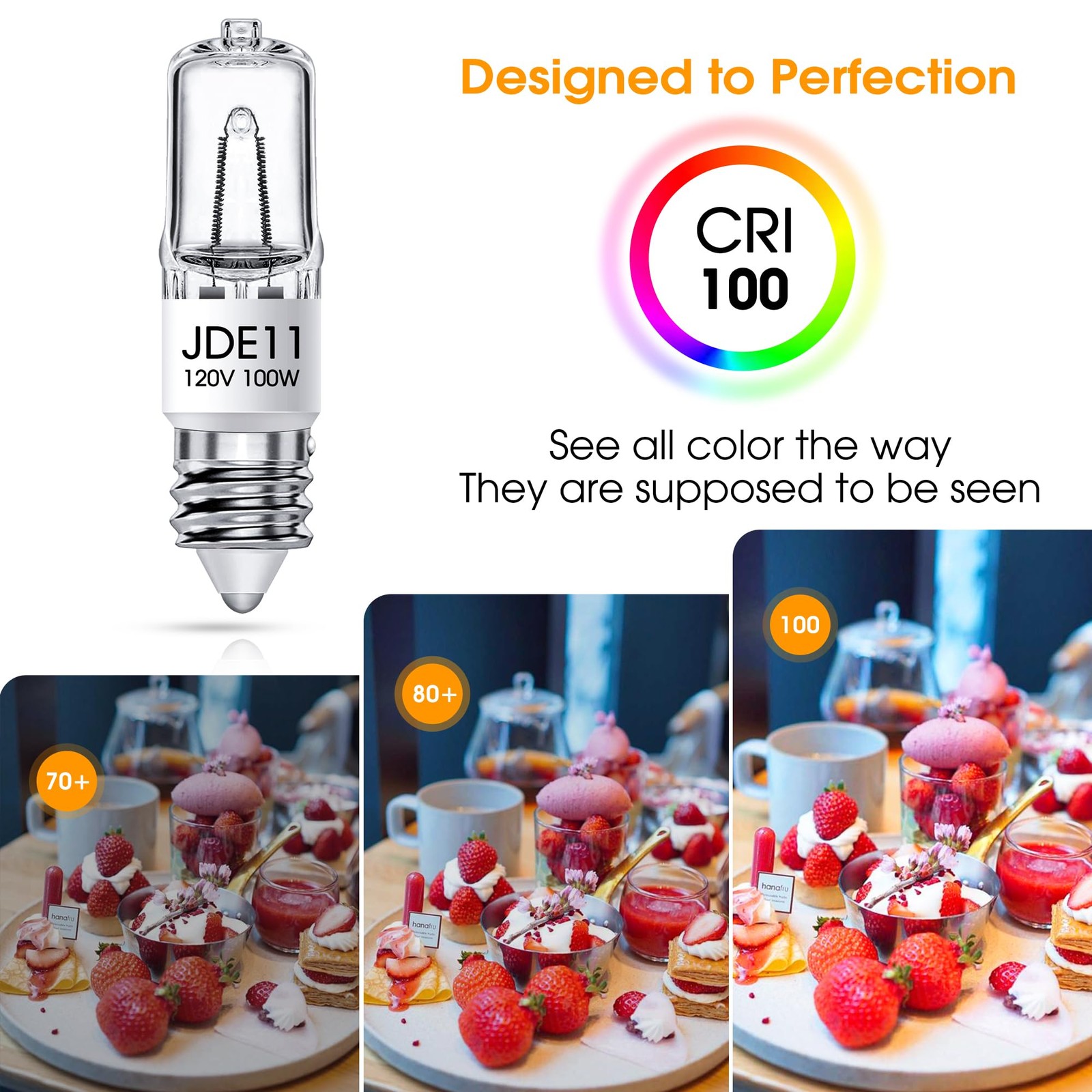 Flaspar JDE11 120V 100W, E11 Bulb, 2 Pack Bulb Warm White