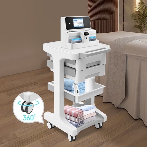 3-Tiers Mobile Medical Barber Trolley Utility Cart Storage Cart w/ Drawers 50kg