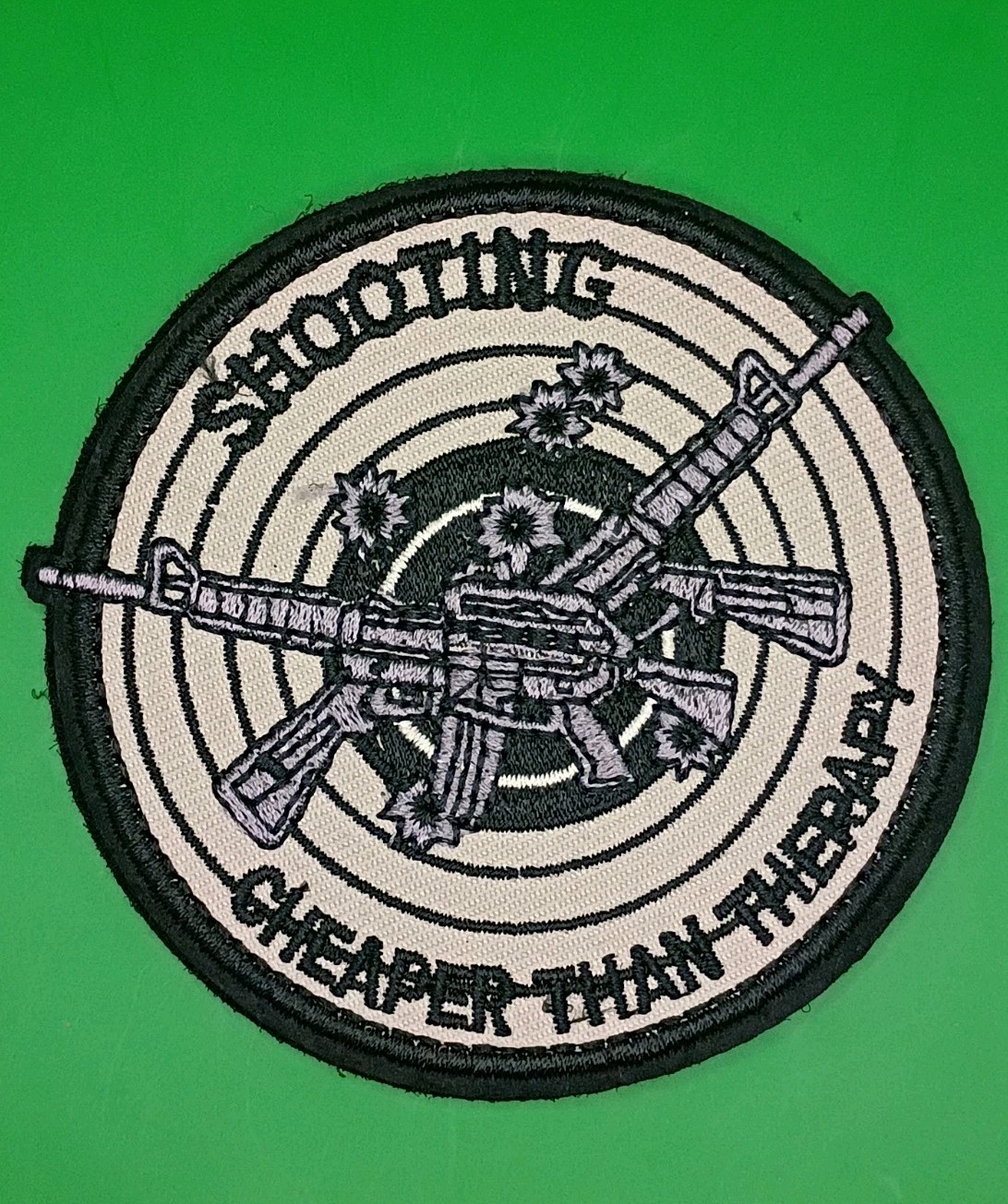 Shooting Cheaper Than Therapy Tactical Patch Embroidered Gun Morale Hook Loop