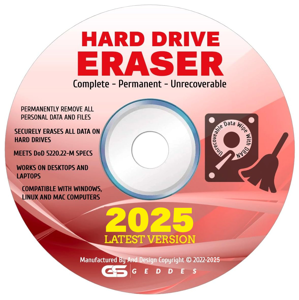 Hard Drive Eraser Wiper Format and Destroy Data Clean PC Disk Eraser Cleaner NEW