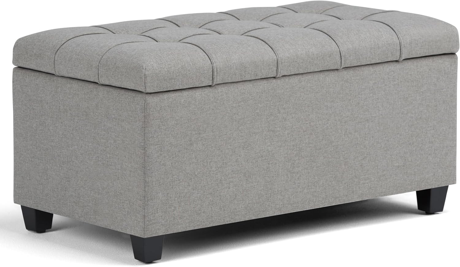 Sienna Storage Ottoman Bench - 33 Inch Wide Upholstered Linen Look Fabric Rectan