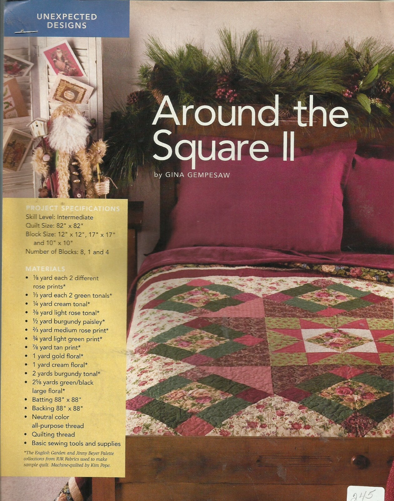 B0601 AROUND THE SQUARE II QUILT PATTERN/INSTRUCTIONS
