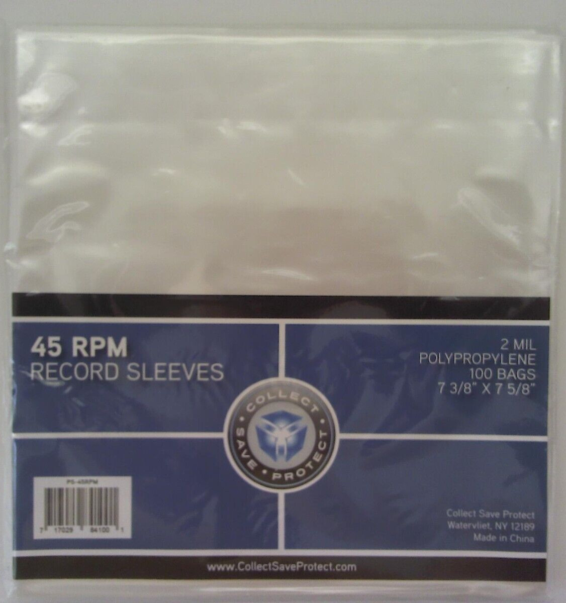 (100) CSP 45 rpm Record Sleeves Protector NIP 7 3/8" x 7 5/8" 2 mil