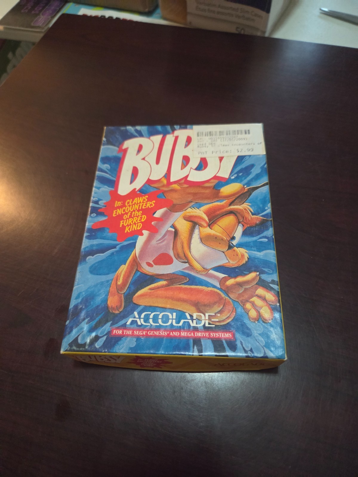 Sega Genesis Bubsy Box and Manual ONLY, no game, Nice shape!