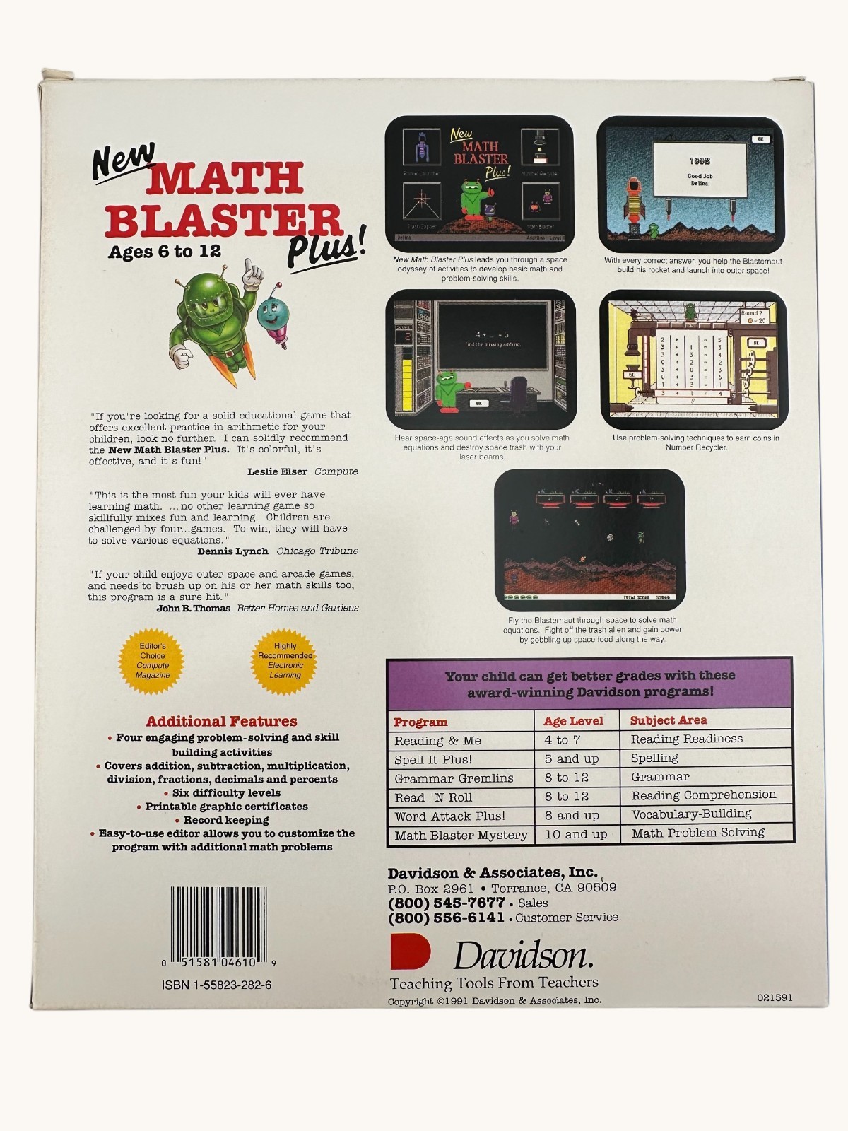 Math Blaster Plus Lab Pack For MAC 1991 3.5” Floppy Disk