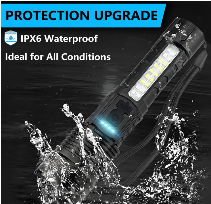 Rechargeable LED Flashlights, 90,000 Lumens Super Bright Handheld FlashLight-2PK