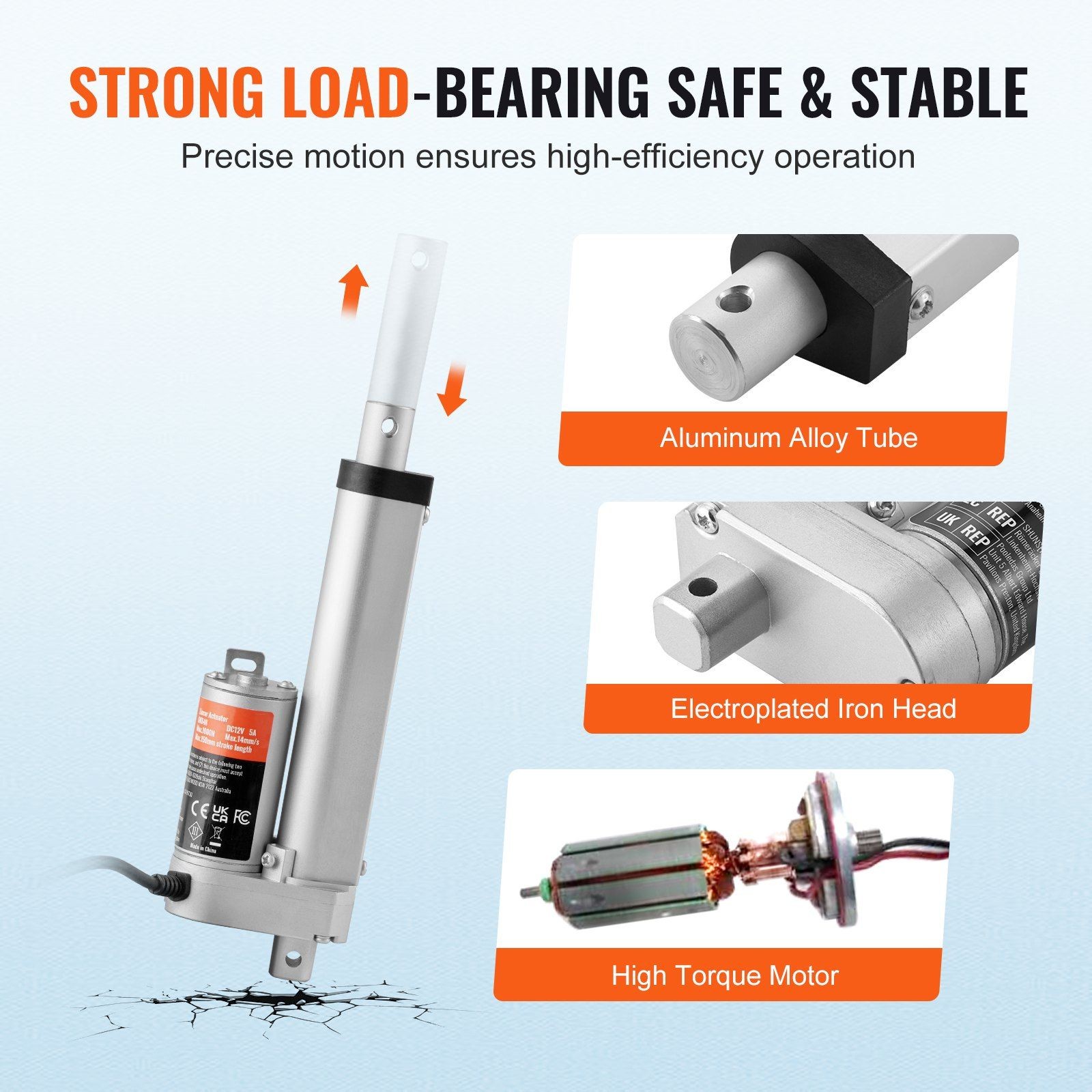 High Load 330lb 4in Stroke Actuator 12V Stable Speed