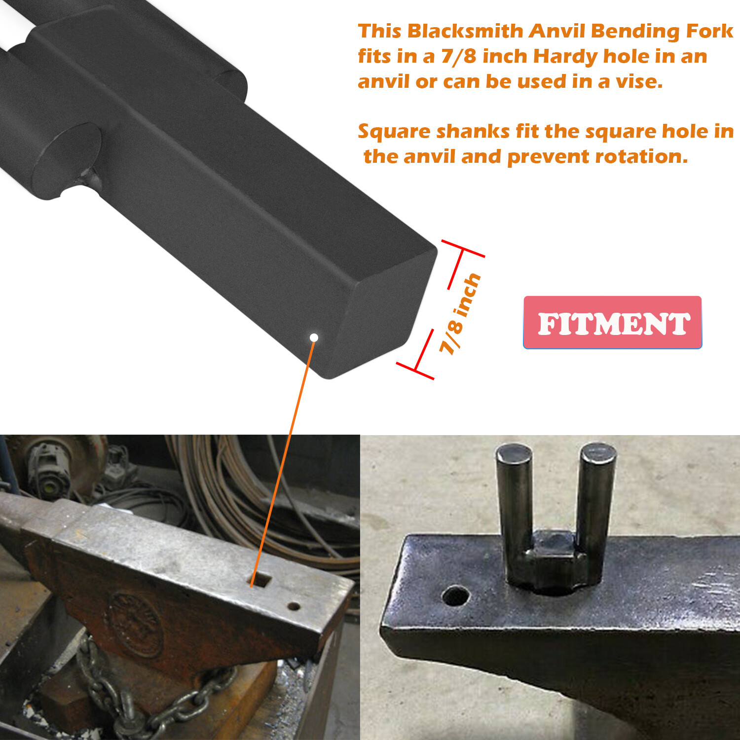 Blacksmith Hardy Anvil Tool 7/8" Hardy Blacksmith Bending Fork Scroll Twist Jig