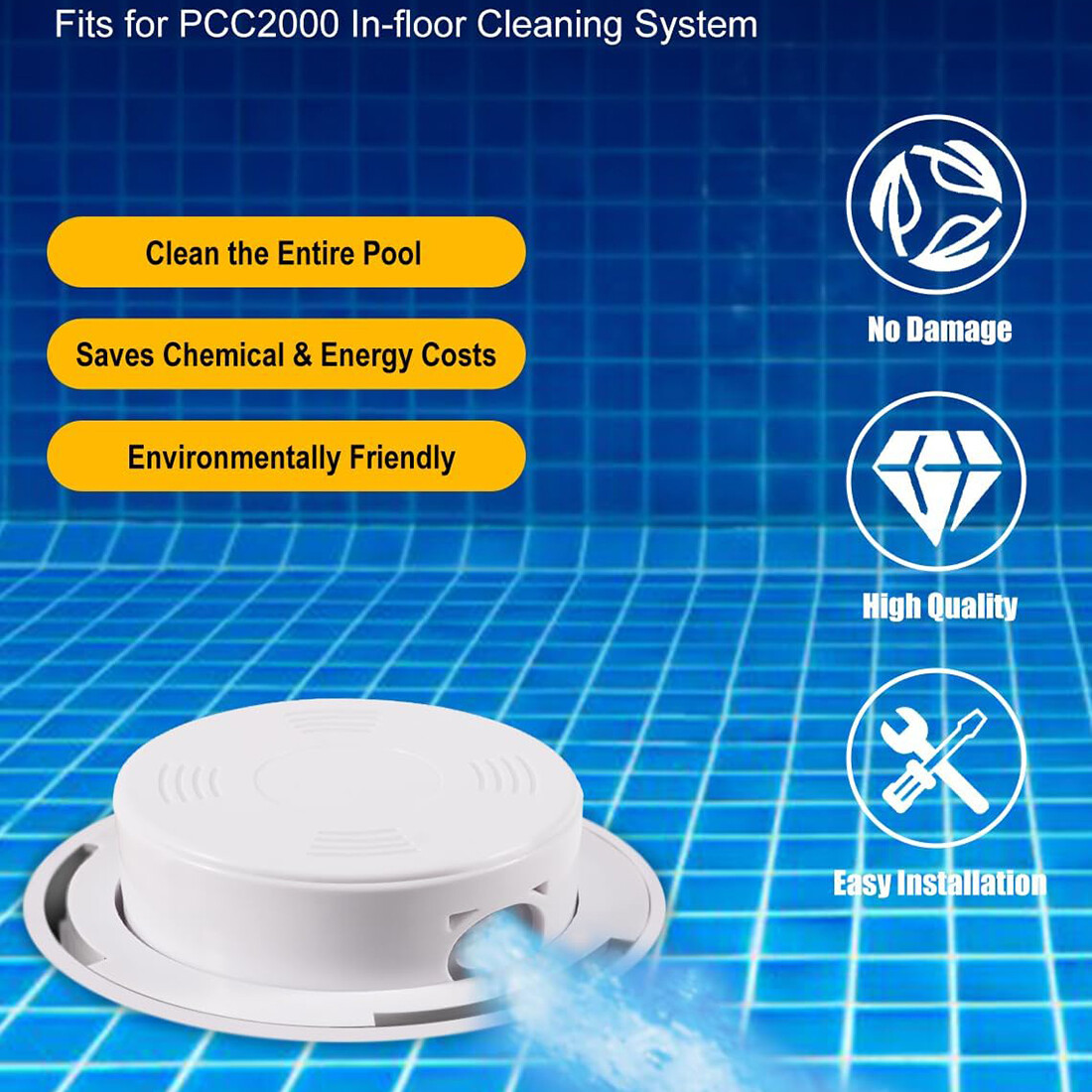 PCC2000 Rotating Pop Up Head Nozzle for Paramount in-Floor Cleaning System White