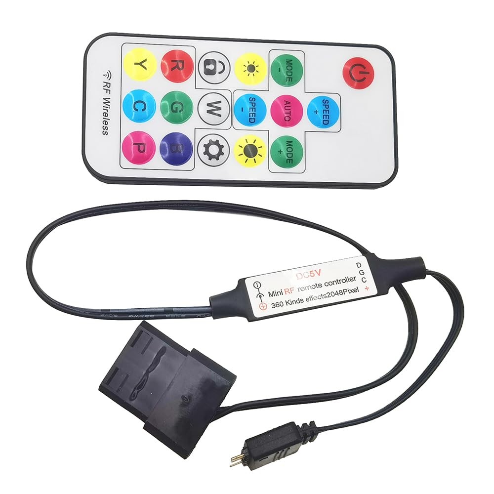 5V mini 3-Pin Molex ARGB Controller for Digital Addressable RGB LEDs with 17k...