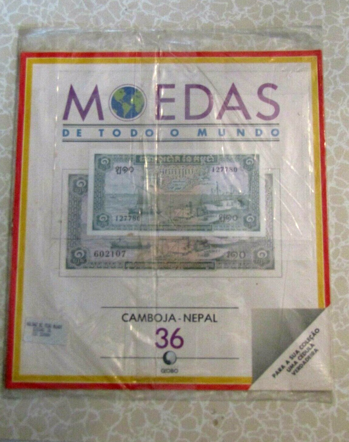 Collector's magazine with the original UNC banknote Camboja Nepal
