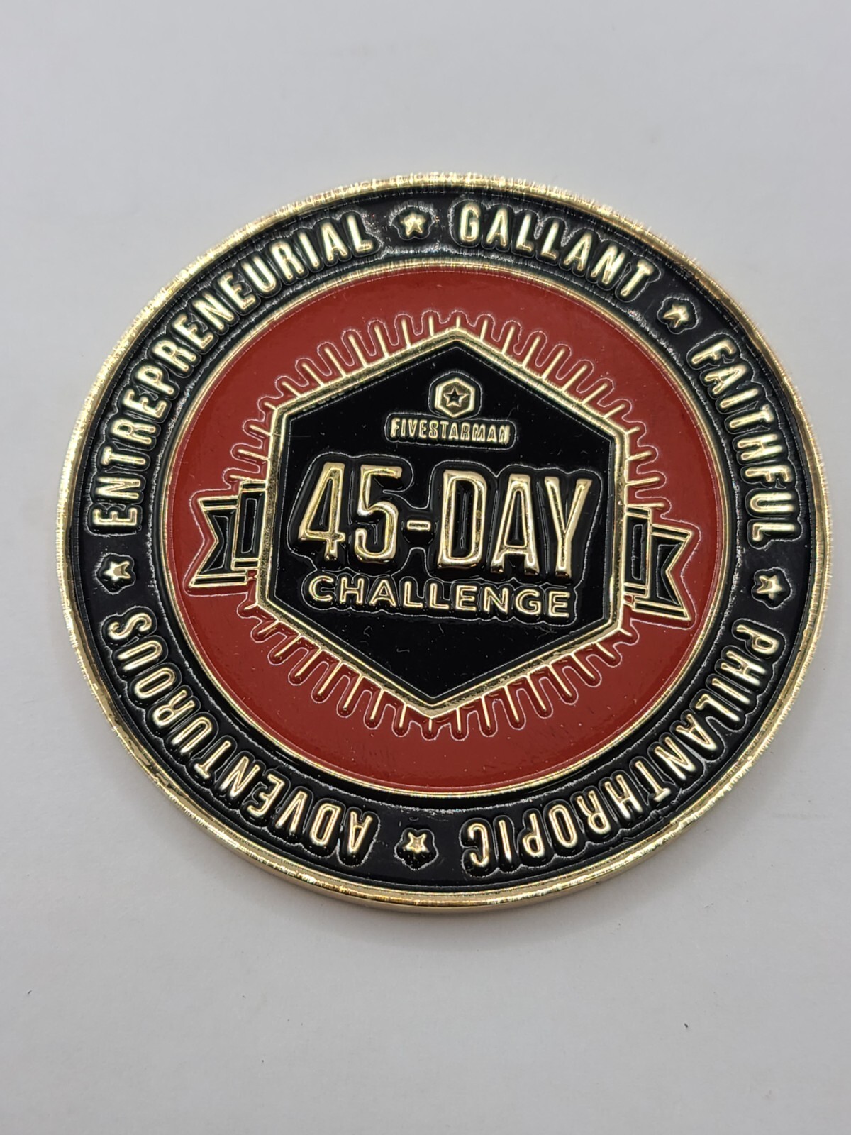 Five Star Man 45 Day Challenge Medal Challenge Coin 2 inches