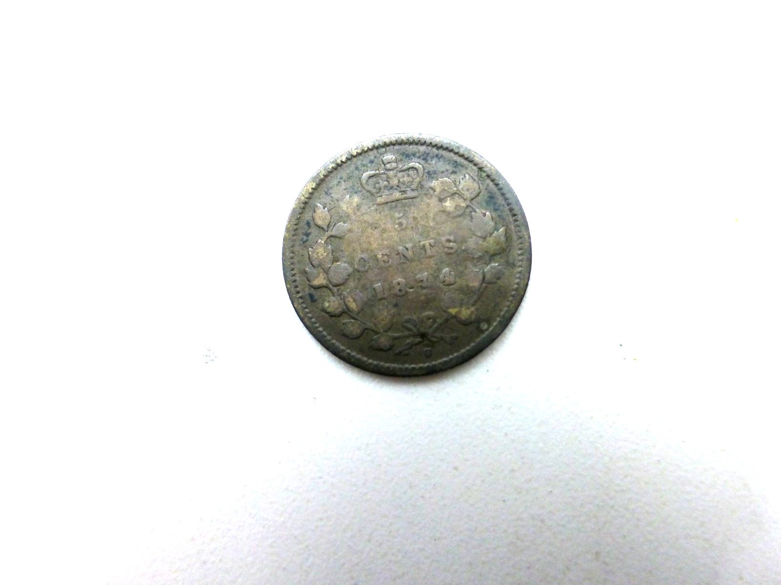 1874 Cross 4 Canadian 5 Cent Silver in G Condition