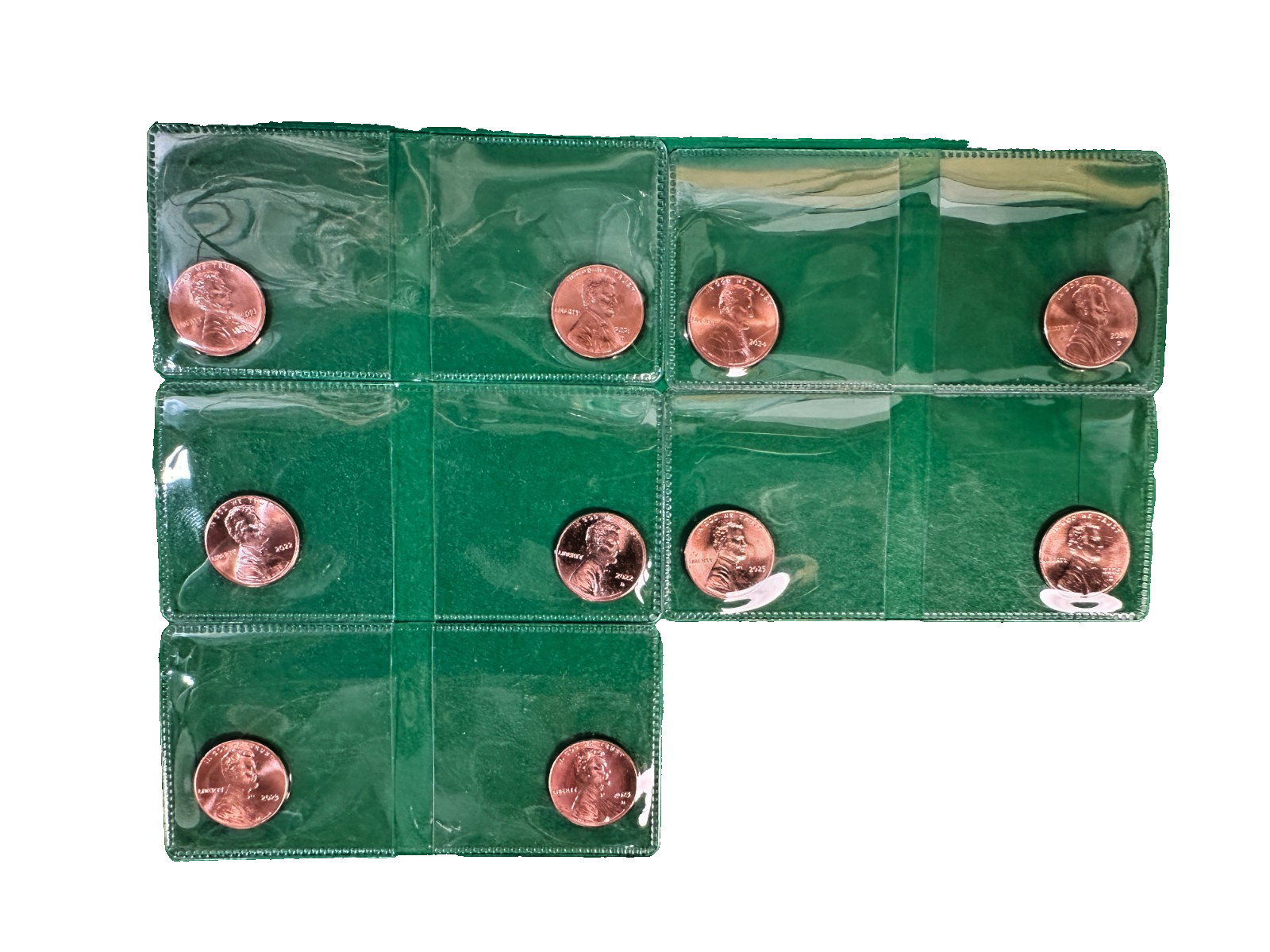 HOT SELLER!!!  2021-2025 P & D LINCOLN PENNY 2 COIN SET...10 BU COINS.  LOOK!!