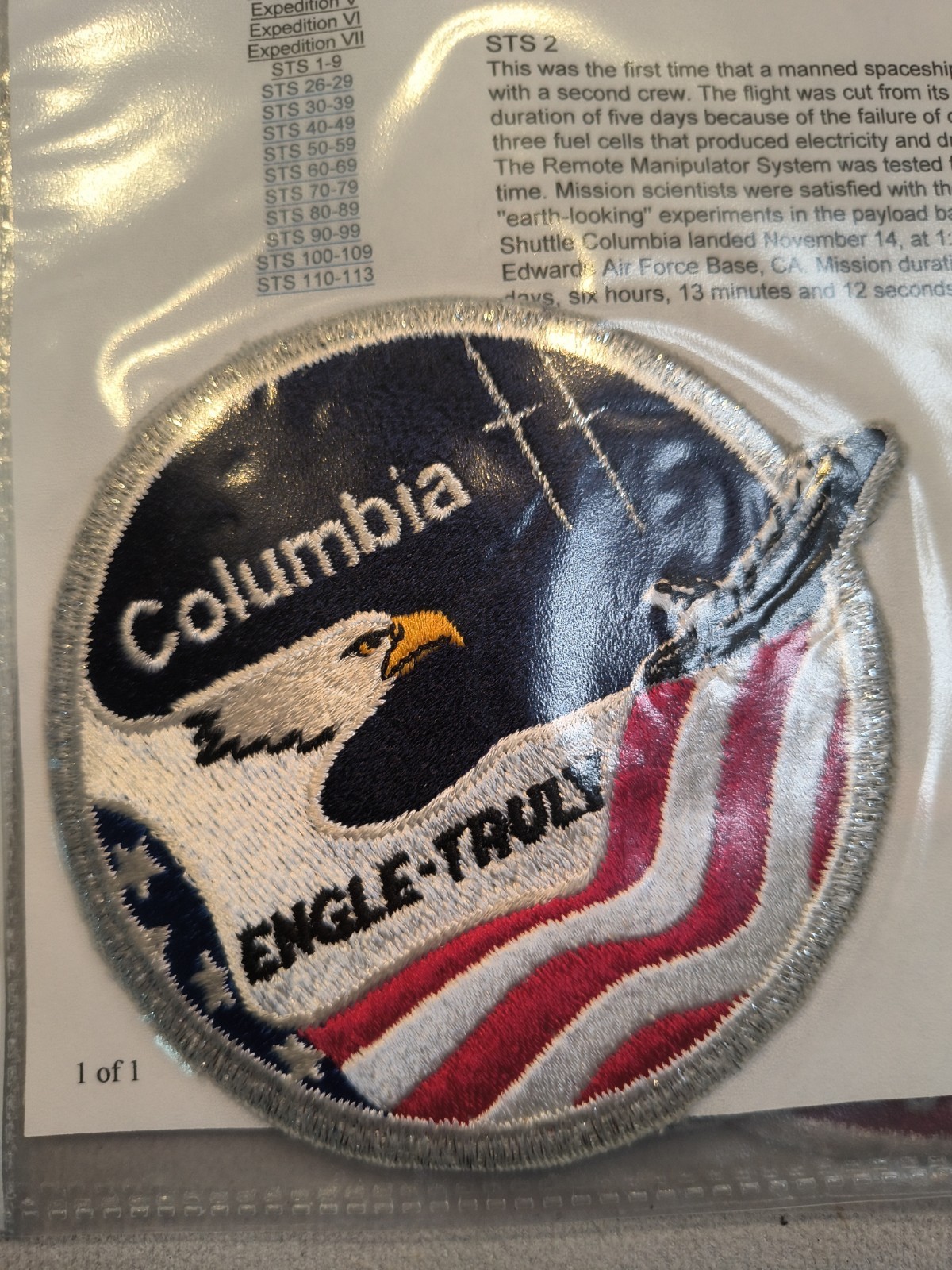NASA 4" STS-2 SPACE SHUTTLE COLUMBIA MISSION PATCH (NEW WITHOUT TAGS)