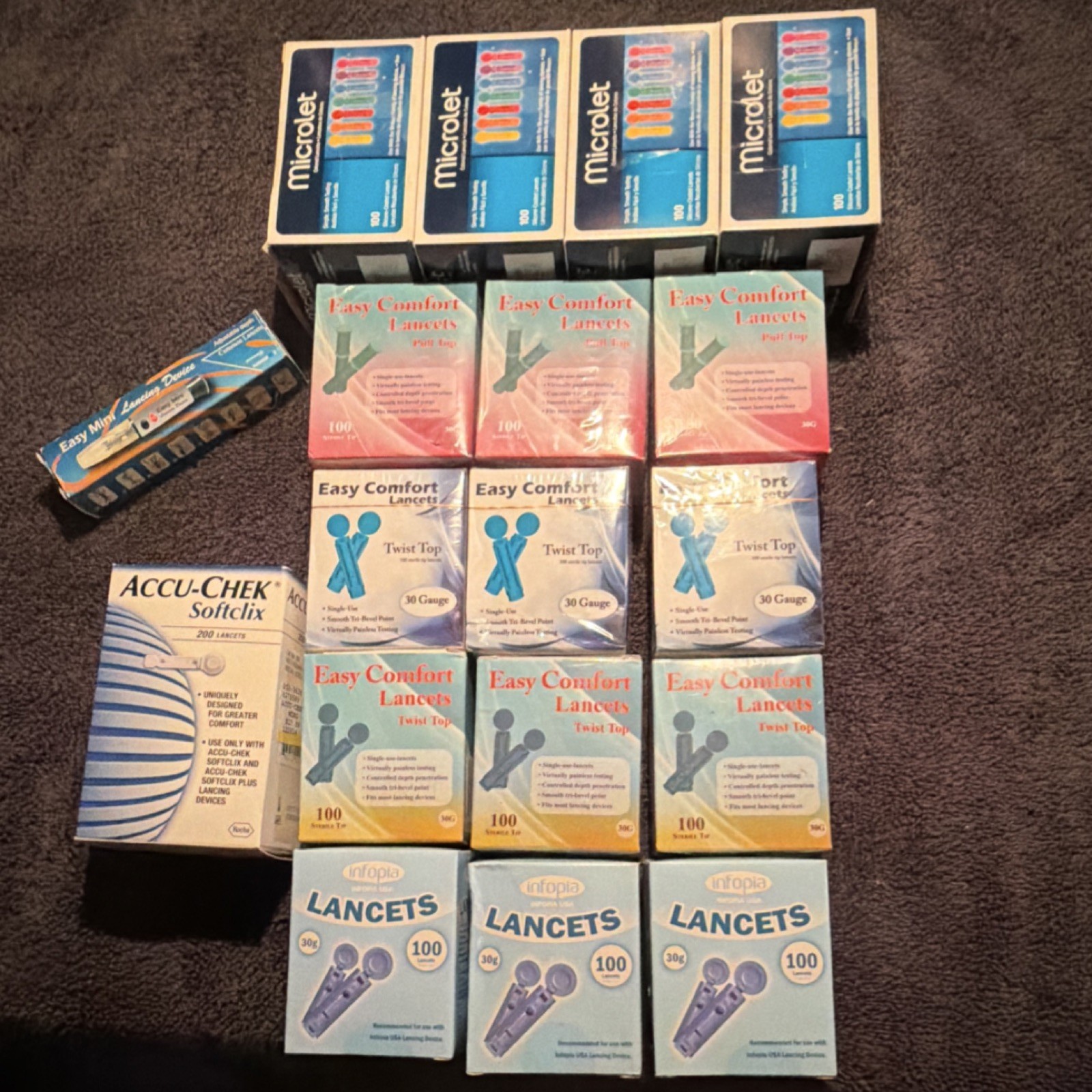 Microlet, Accu-Chek, Easy Comfort, Infopia Lancets & Lancing Device Lot 1800pc!