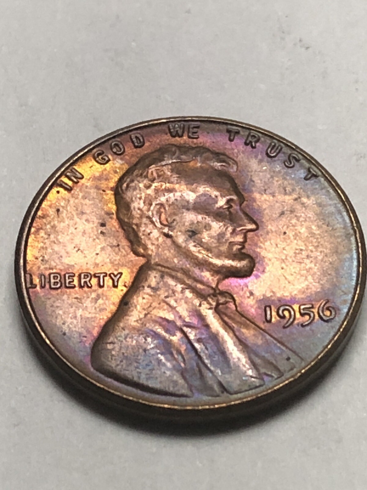 1956-P Lincoln Wheat Cent 1C - Gem Uncirculated - Great Colorful Toning Lot V518