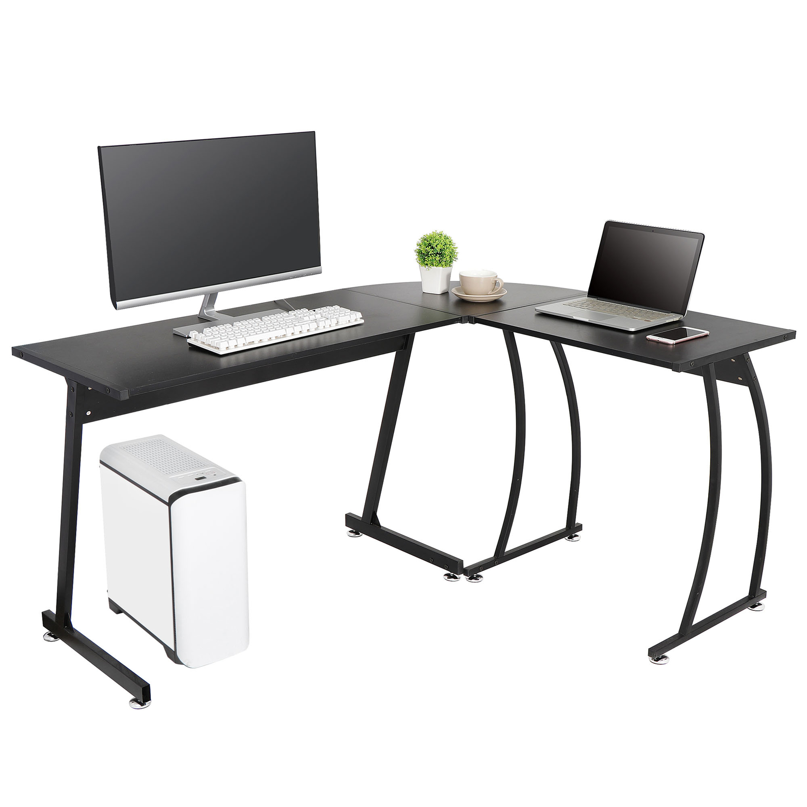 L Shaped Computer Gaming Laptop Table Desk Corner Workstation Office Desk 58"