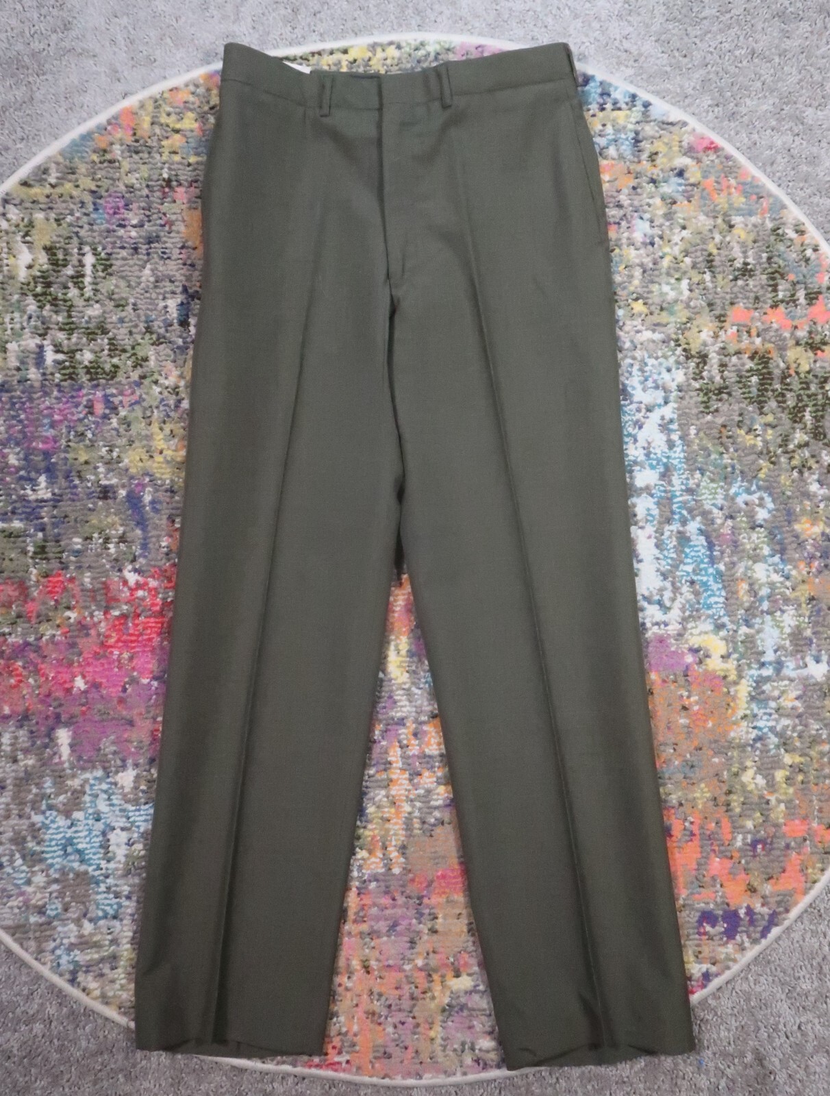 Vtg Military Pants Mens 30x34 Wool Tropical Green Trousers Slacks Uniform Pants