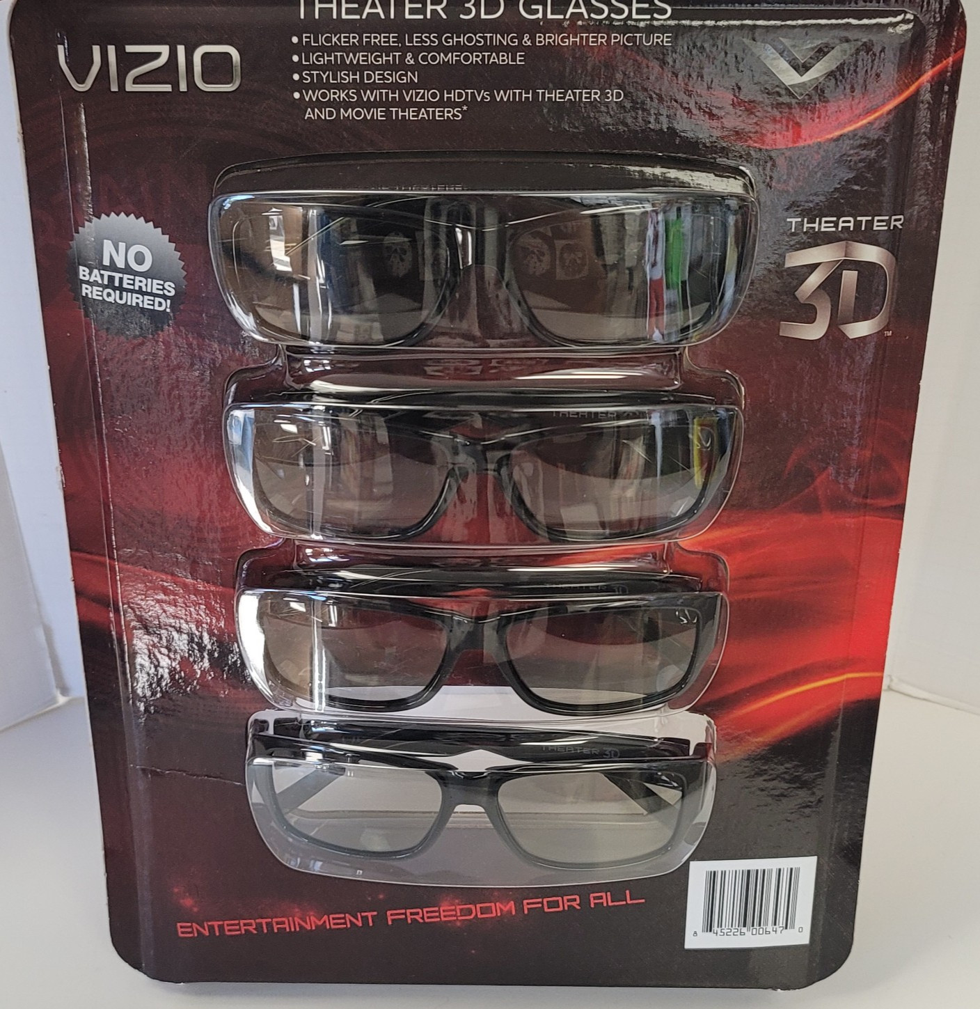 VIZIO Theatre 3D Passive 3D Glasses Pack Of 4 NEW