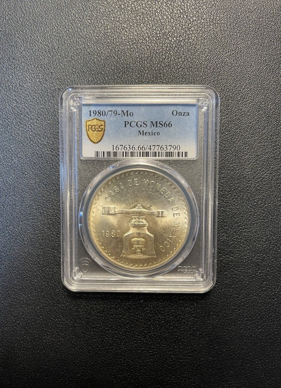 1980/79 Mo Mexico Onza, PCGS MS66, One Troy Oz Silver Bullion
