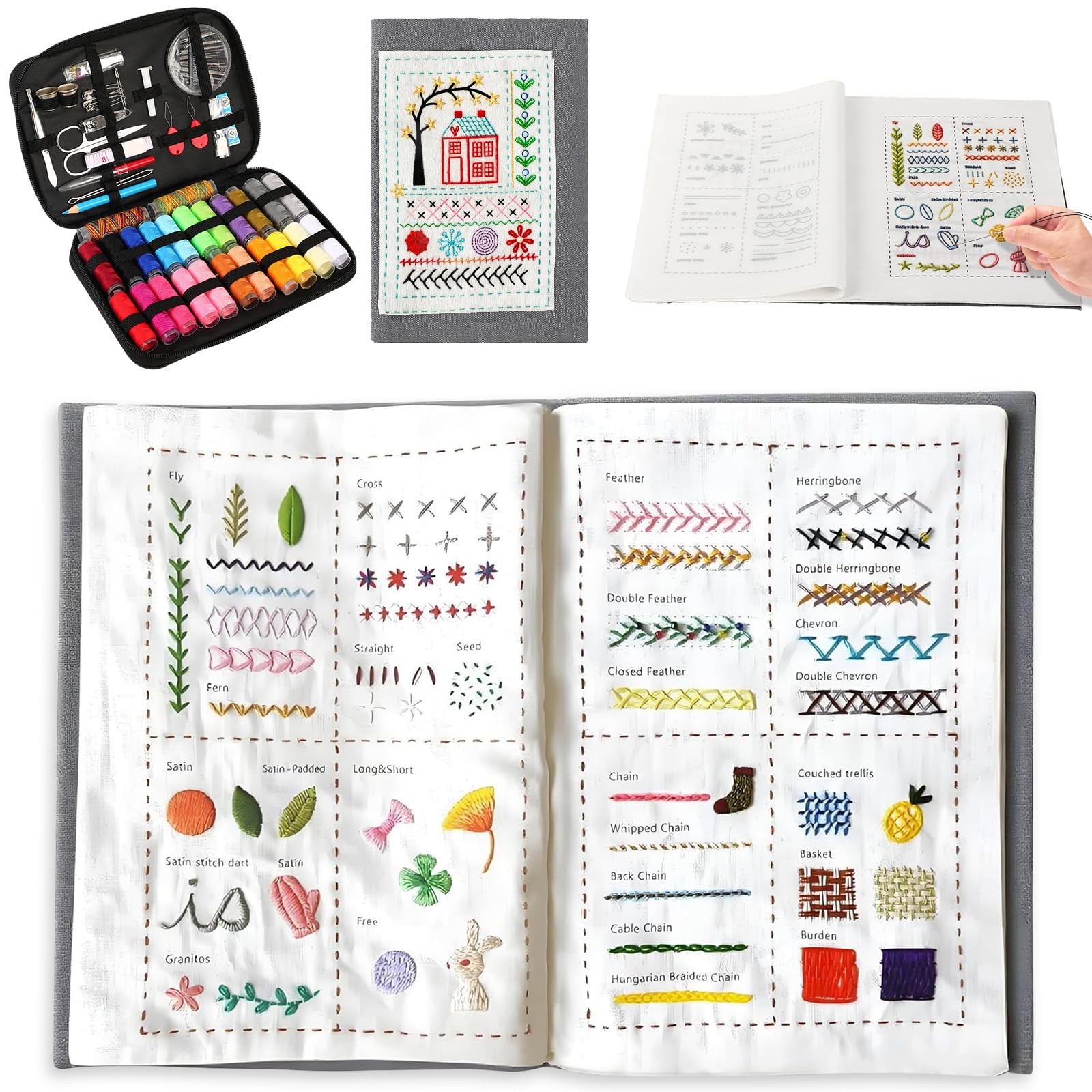 2026 New Embroidery Stitch Book A4 (21cm x 29.7cm or 8.3in x 11.7in), Yellow