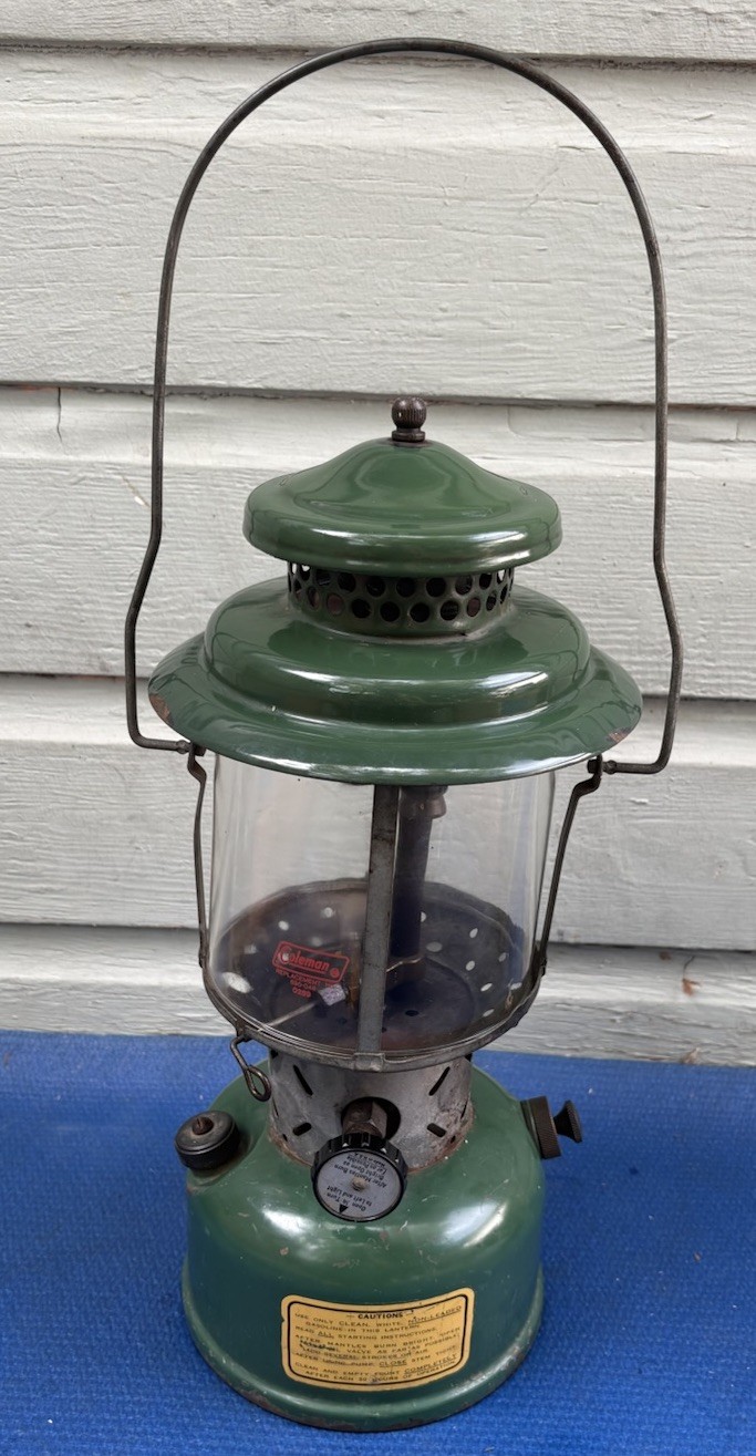 Vintage 1947 Coleman 220C US Military Dual 2 Mantle Gas Camping Lantern 40s Camp