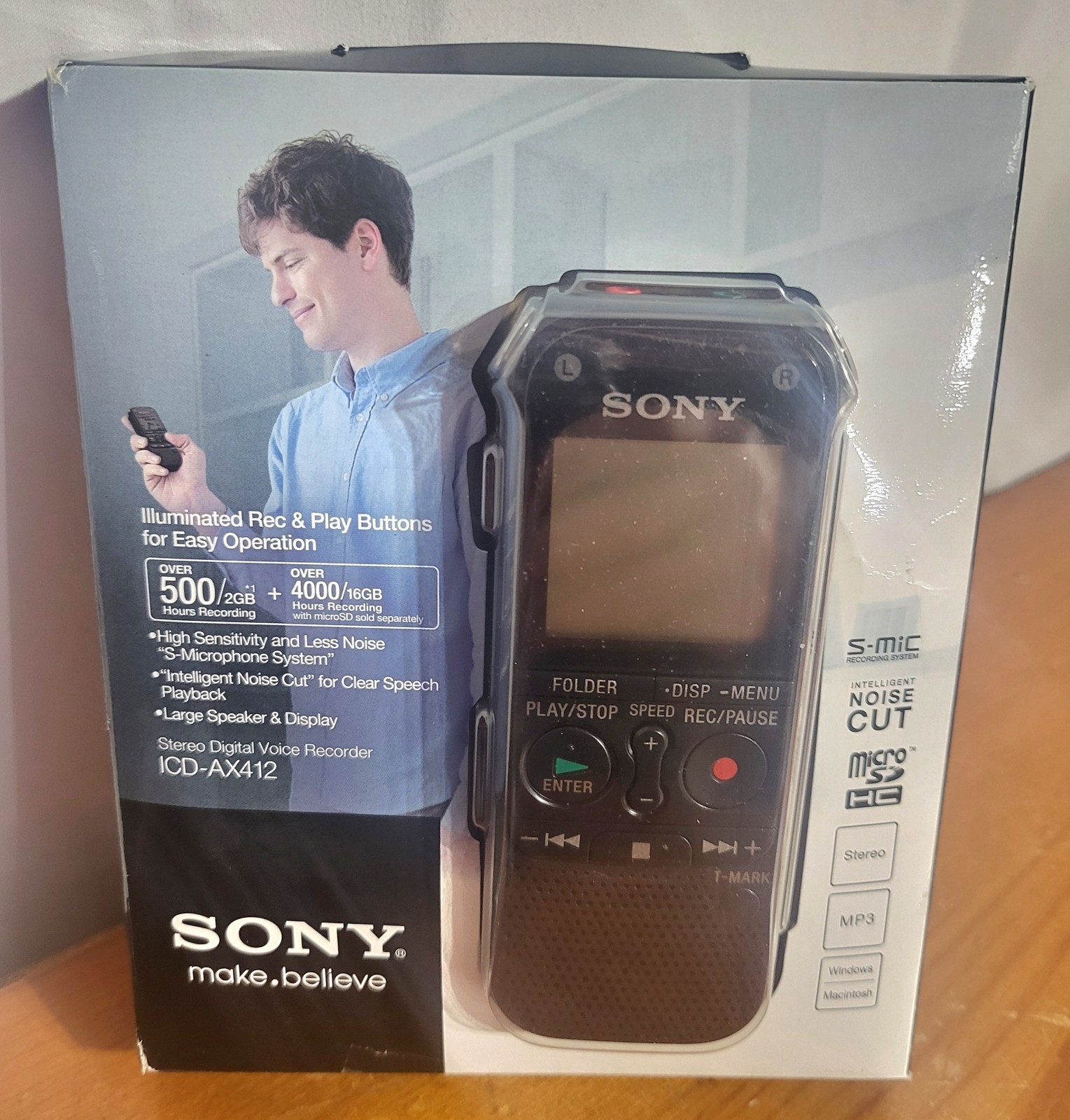 New Sony ICD-AX412 Digital Multi Track S-Mic Noise Cut MicroSD Voice Recorder