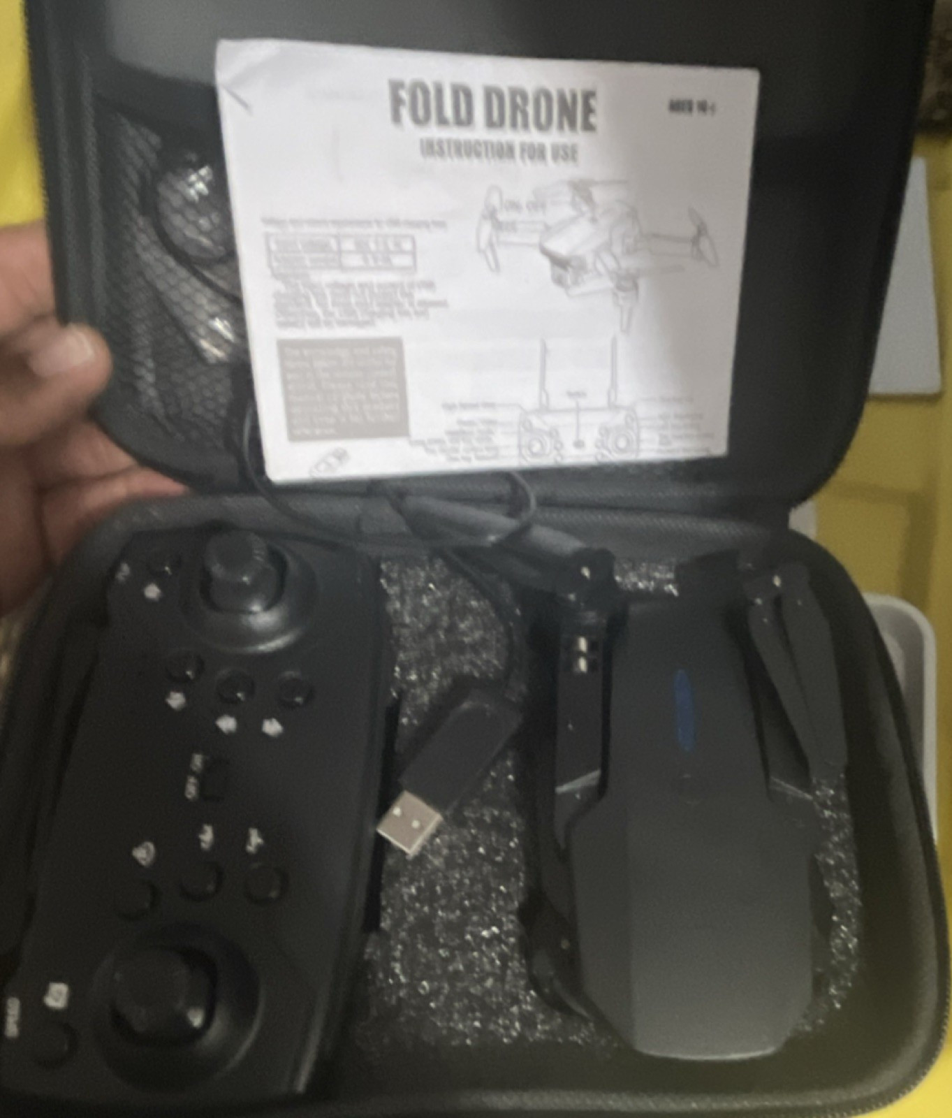 E99 Foldable RC Quadcopter Drone Black w/ Controller, USB Cable & Carry Case