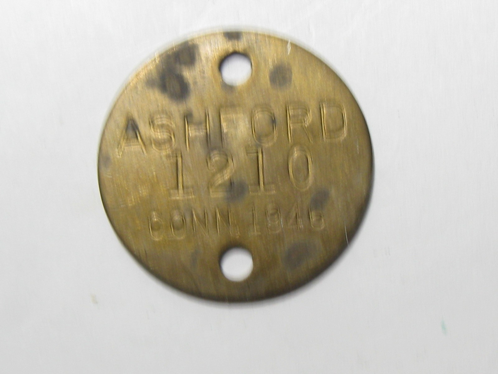 1946 Ashford Connecticut CT Dog Tax Tag License - #64988