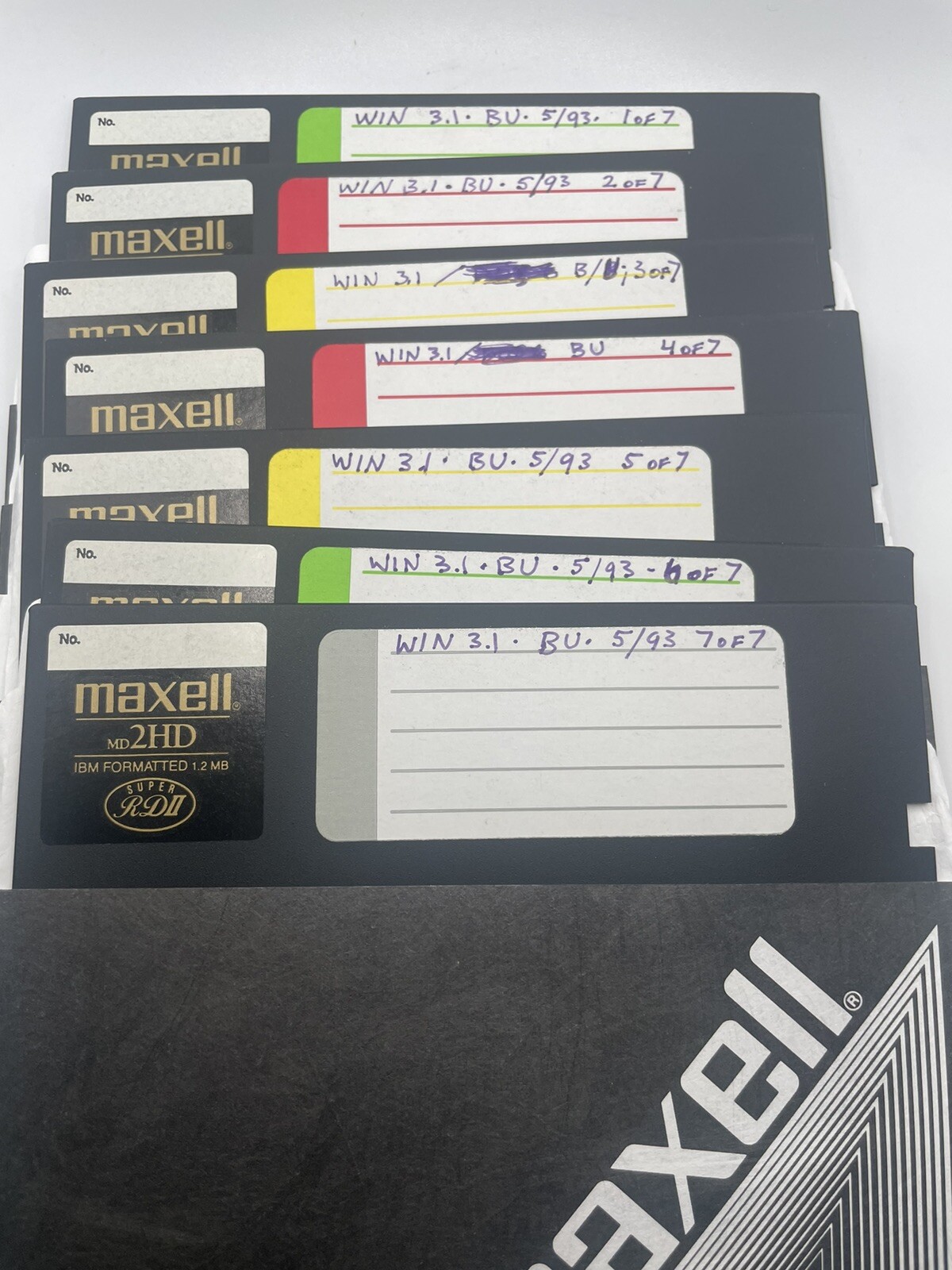 Windows 3.1 Microsoft PC 7 Disk Set 5.25” 1992 Retro Computer AS IS UNTESTED