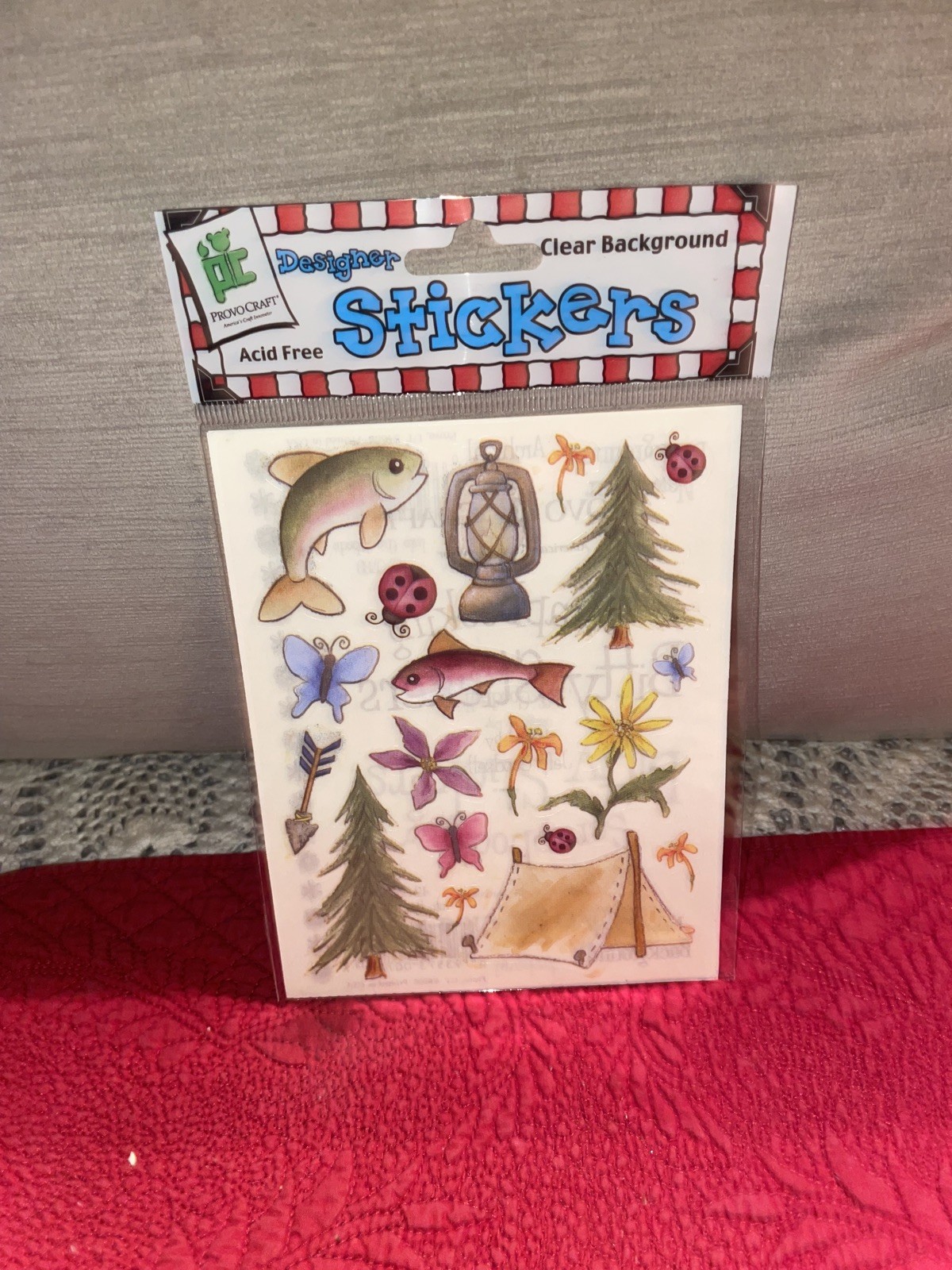 Vintage 1990s Provo Craft Fish Camping Outdoors Themed Stickers - 1 Sheet