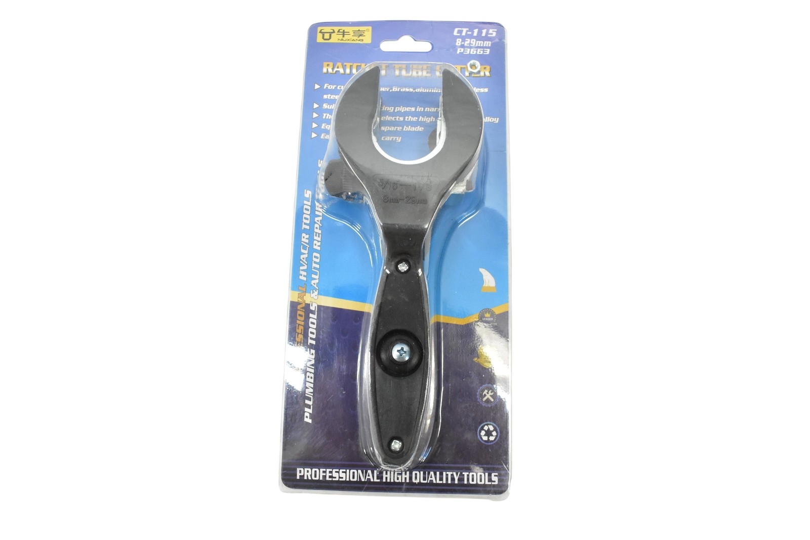 Niuxiang CT-115 Ratchet Tube Cutter 8-29mm Black Steel Plumbing HVAC Pipe Tool