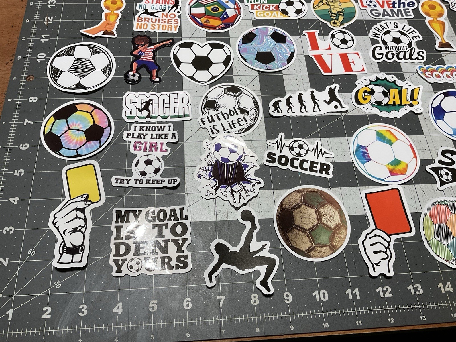 Lot Of 50 + Soccer Related Themed Stickers Decals, Phone Lunch Box, U1