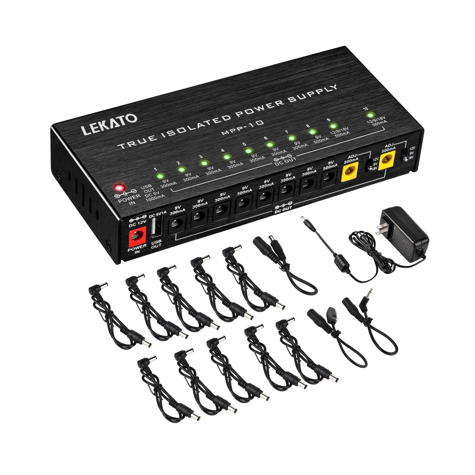 LEKATO Guitar Pedal Power Supply, True Isolated Pedal Power Sup... FAST USA SHIP